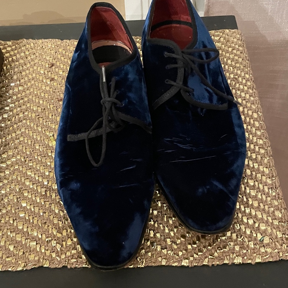Men's Luxurious Velvet Oxfords - Deep Blue